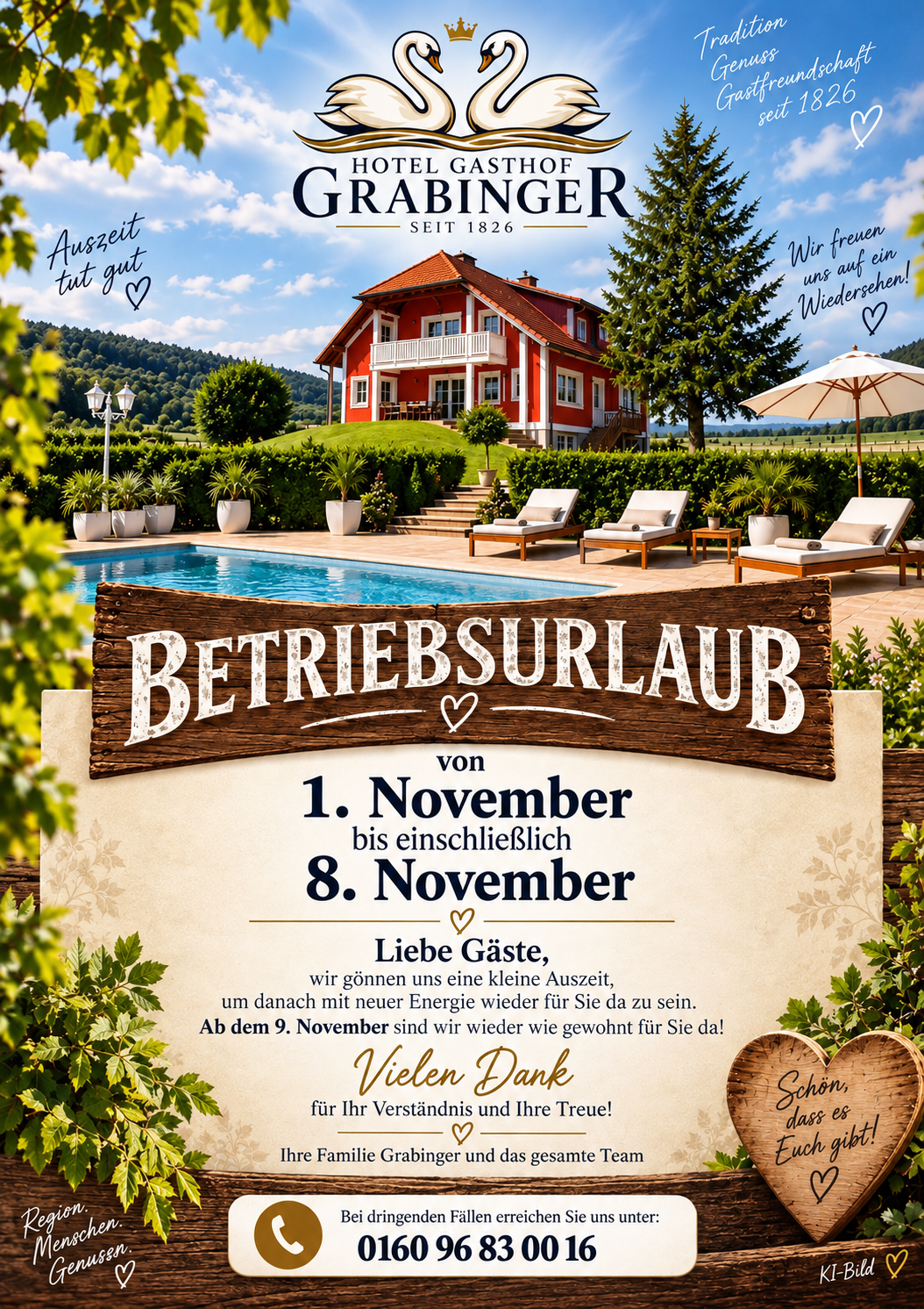 Betriebsurlaub 01.11- 08.11